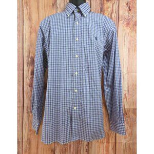 Ralph Lauren Mens Purple Plaid Dress Shirt Size 16-40/41 Custom Fit Stretch Cott